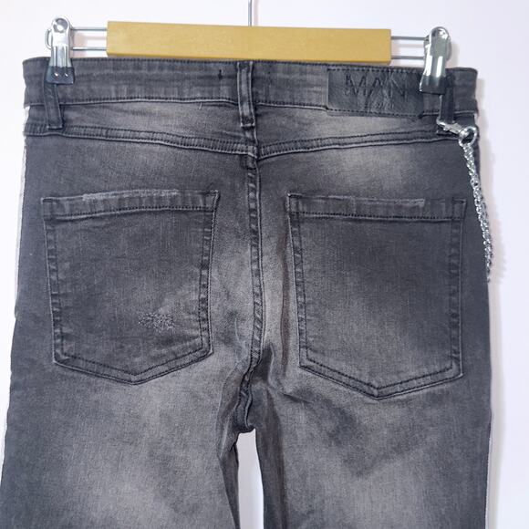 Boohooman Super Skinny Rip & Repair Biker Jeans men’s size 32R - Picture 5 of 9